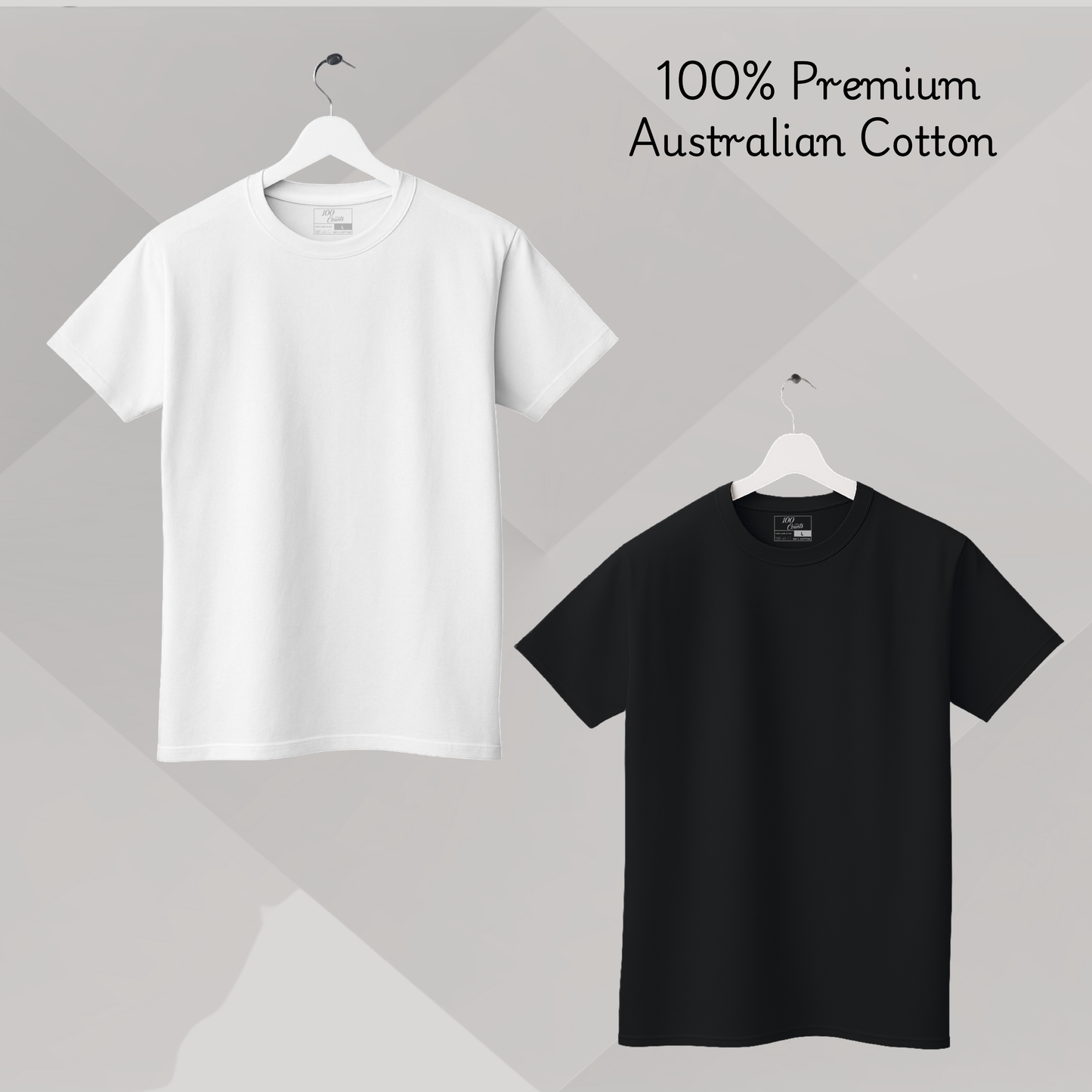 Men's Solid T-shirt-100% Australian Cotton (220 GSM) - Black & White