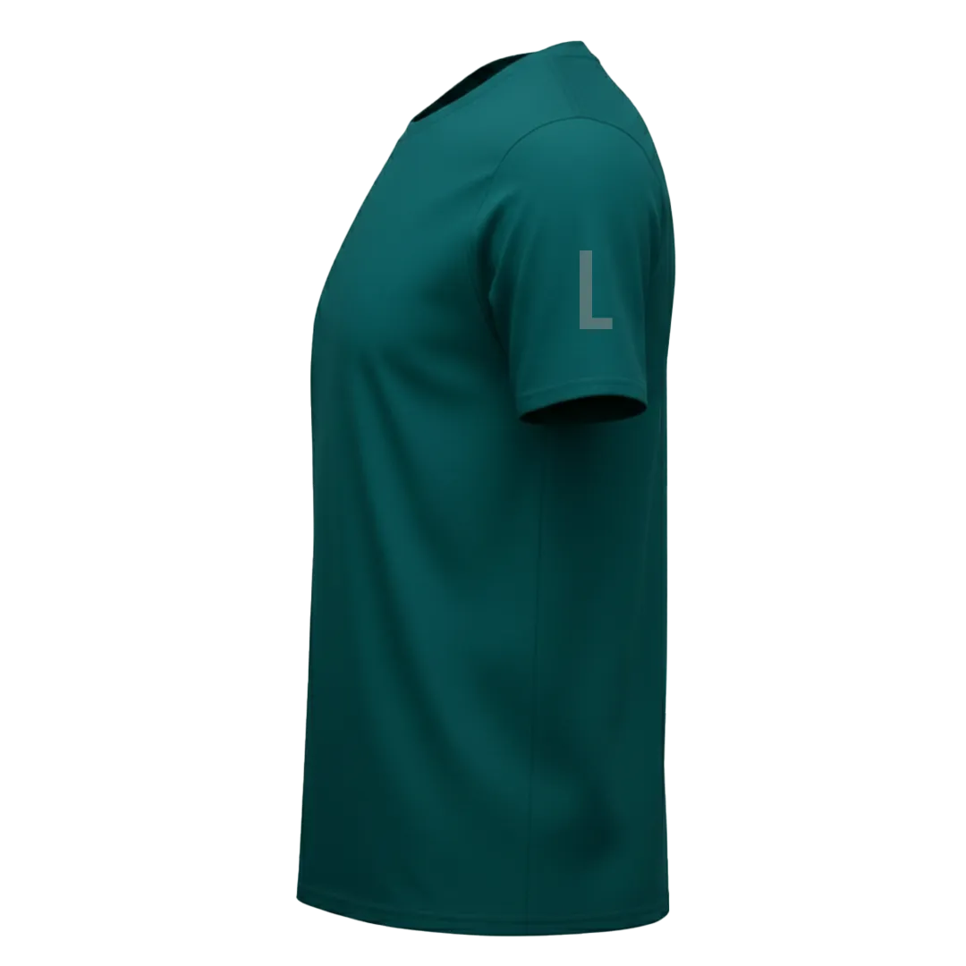 Left Sleeve view of a blank Atlantic 220GSM half sleeve t-shirt made of 100% Australian Combed Cotton.