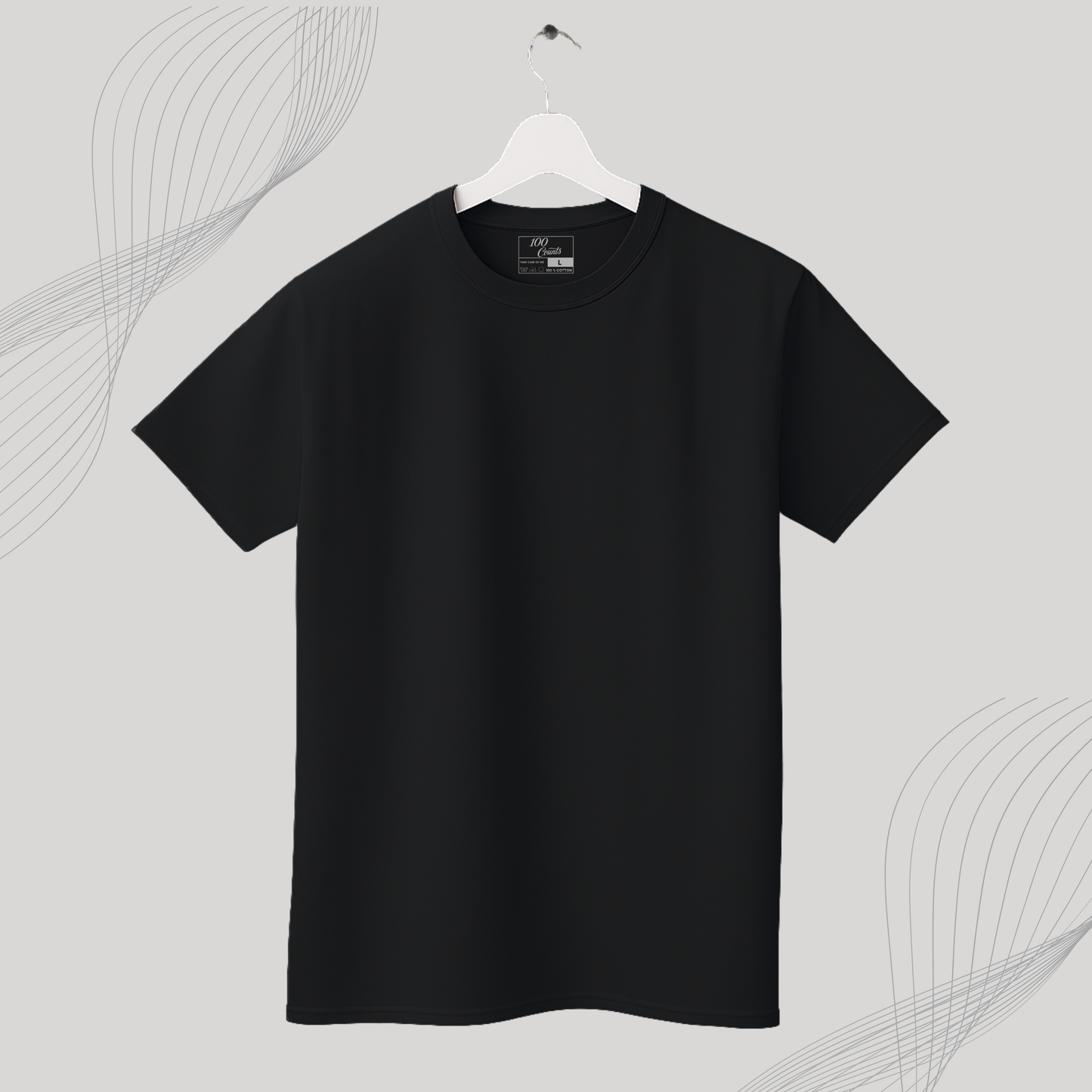 Men's Solid T-shirt-100% Australian Cotton (220 GSM) - Black & Hydro