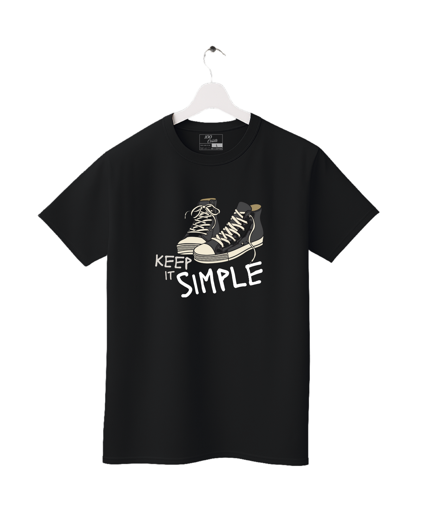 Sneaker High Top Shoes Keep It Simple Quote Graphic Printed T-Shirt