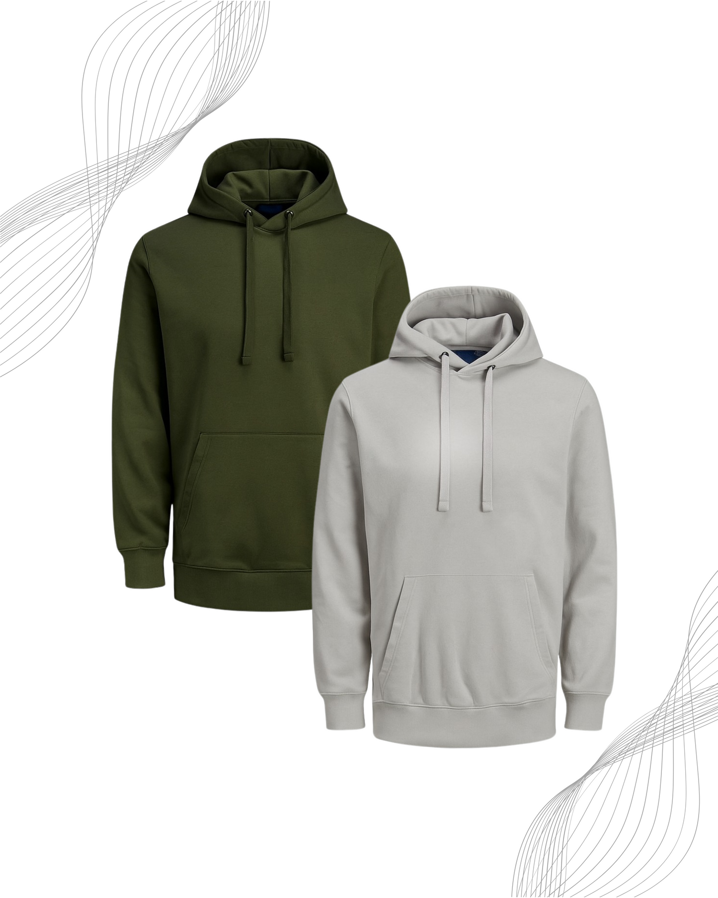 Solid Hoodies- Grey & Army Green (320 GSM)