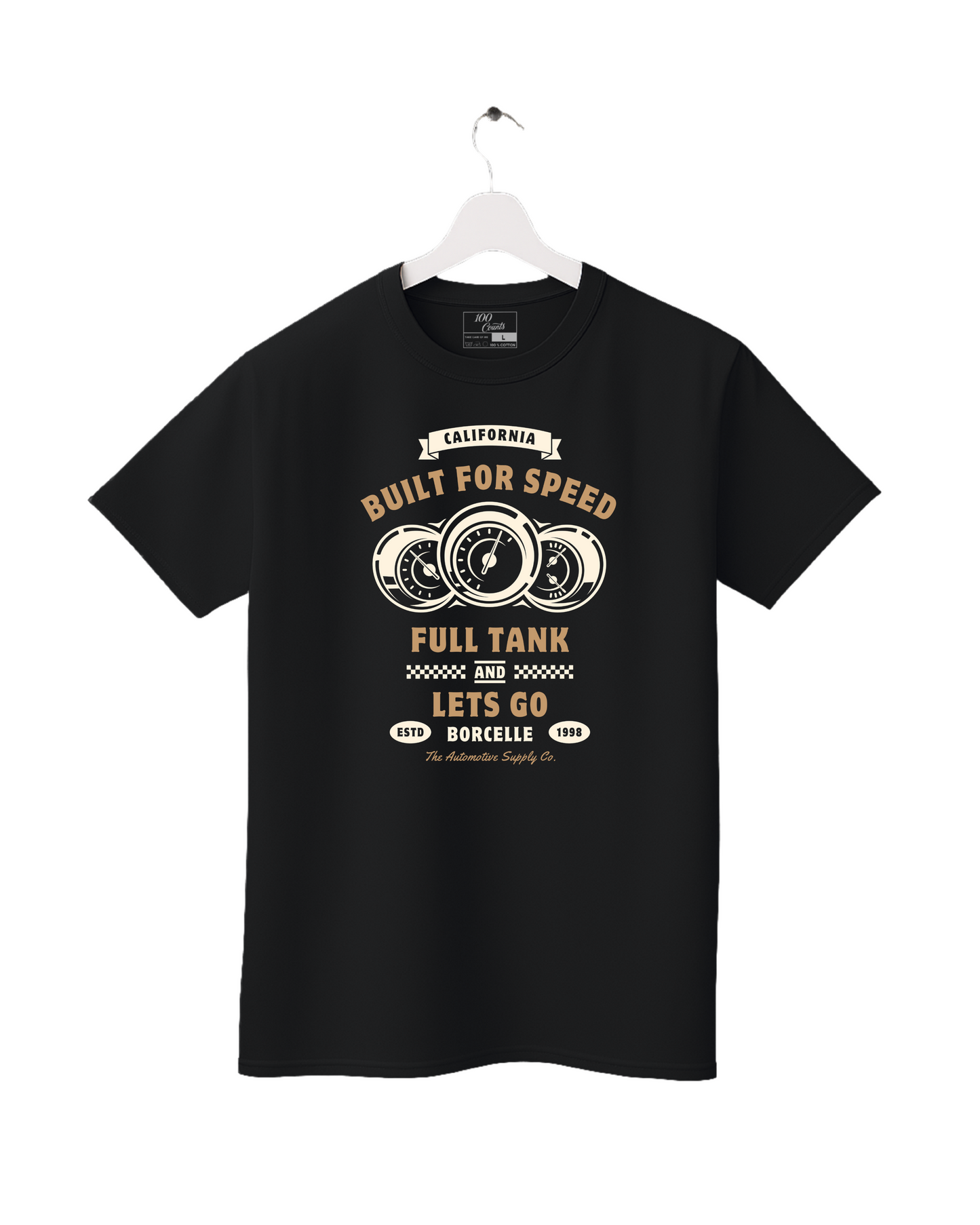 Retro Vintage Car Built for Speed Speedometer Printed T-Shirt