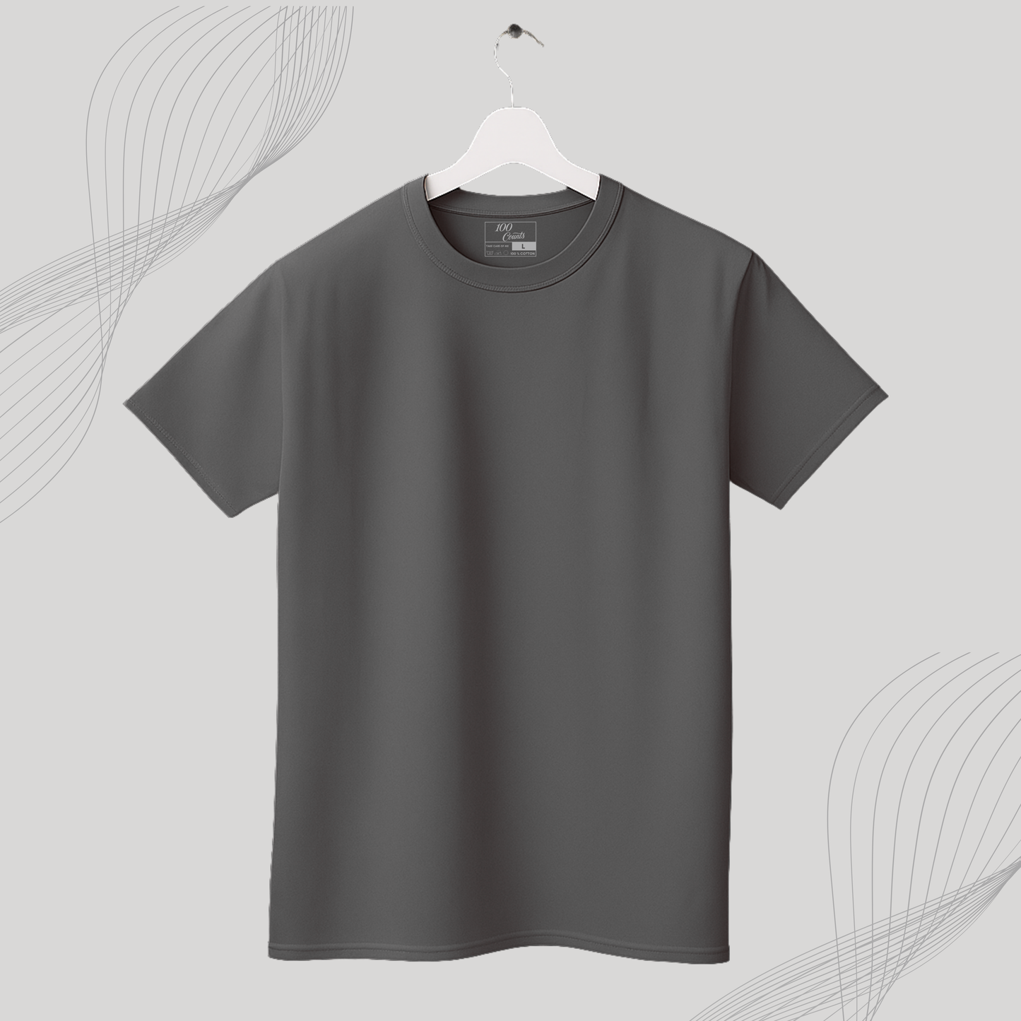 Men's Solid T-shirt-100% Australian Cotton (220 GSM) - White & Charcoal