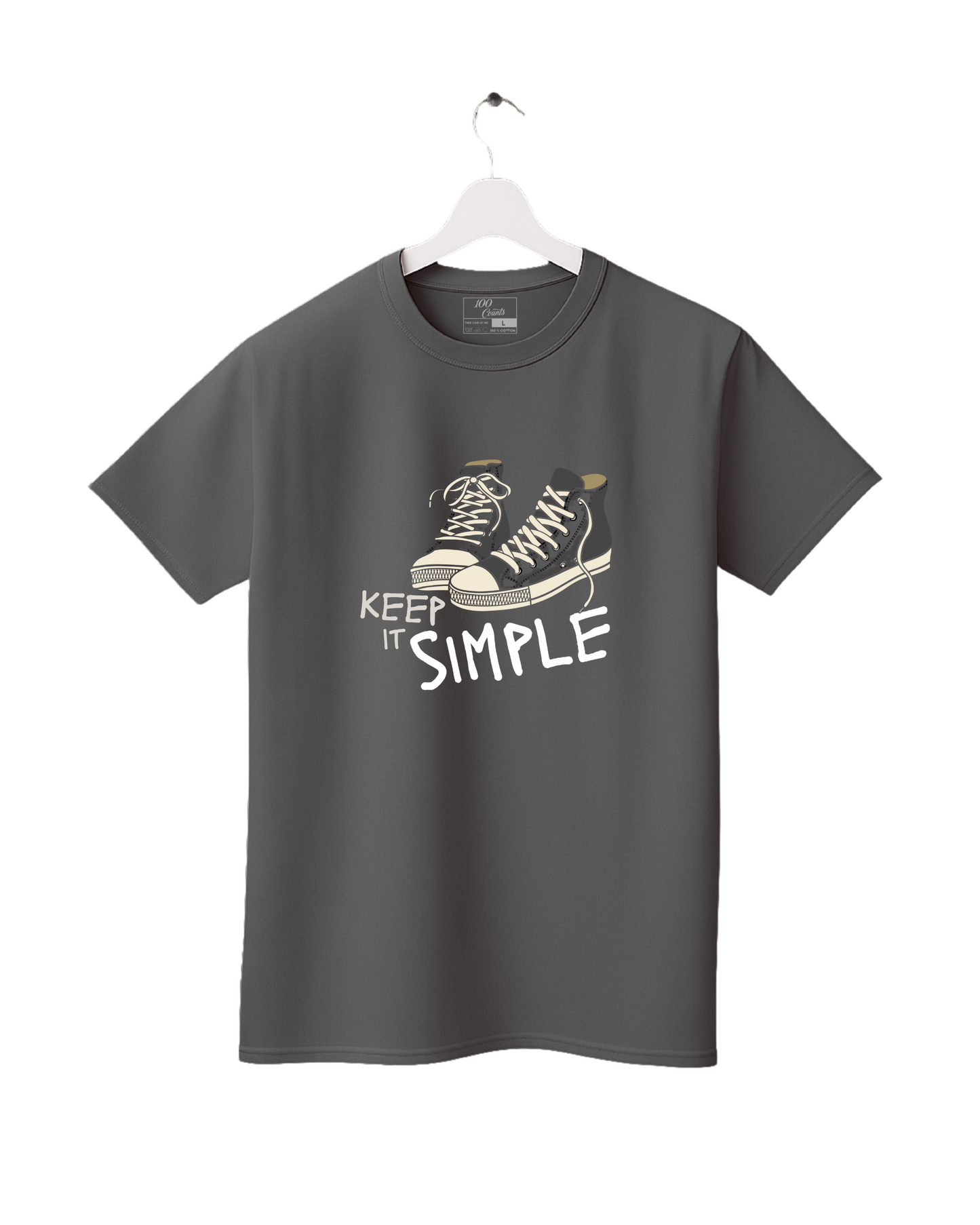 Sneaker High Top Shoes Keep It Simple Quote Graphic Printed T-Shirt