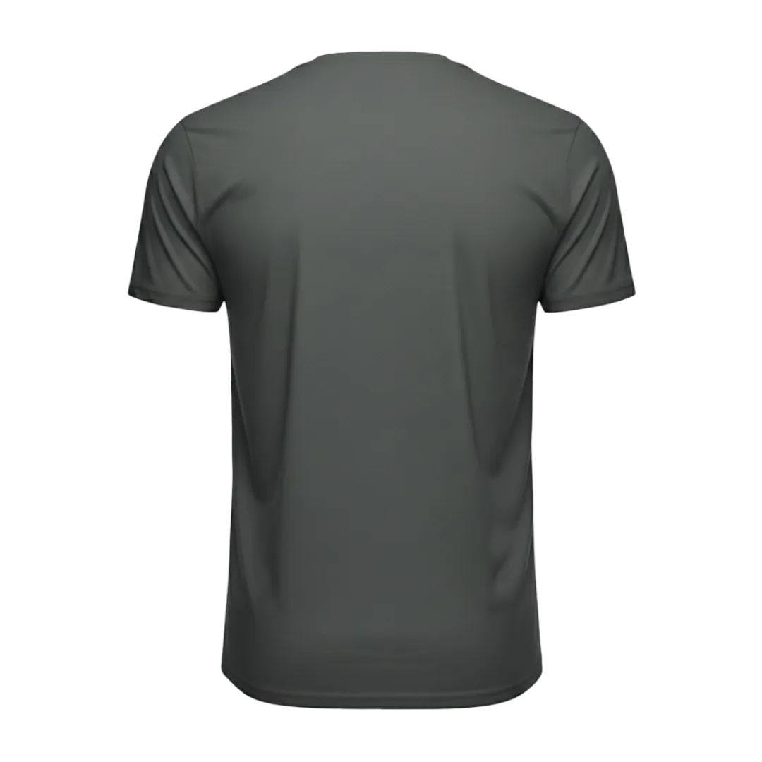 Back view of a blank Charcoal 220GSM half sleeve t-shirt made of 100% Australian Combed Cotton.