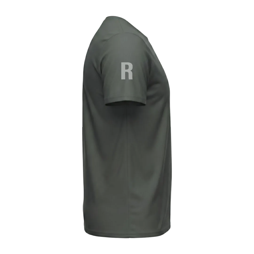 Right Sleeve view of a blank Charcoal 220GSM half sleeve t-shirt made of 100% Australian Combed Cotton.