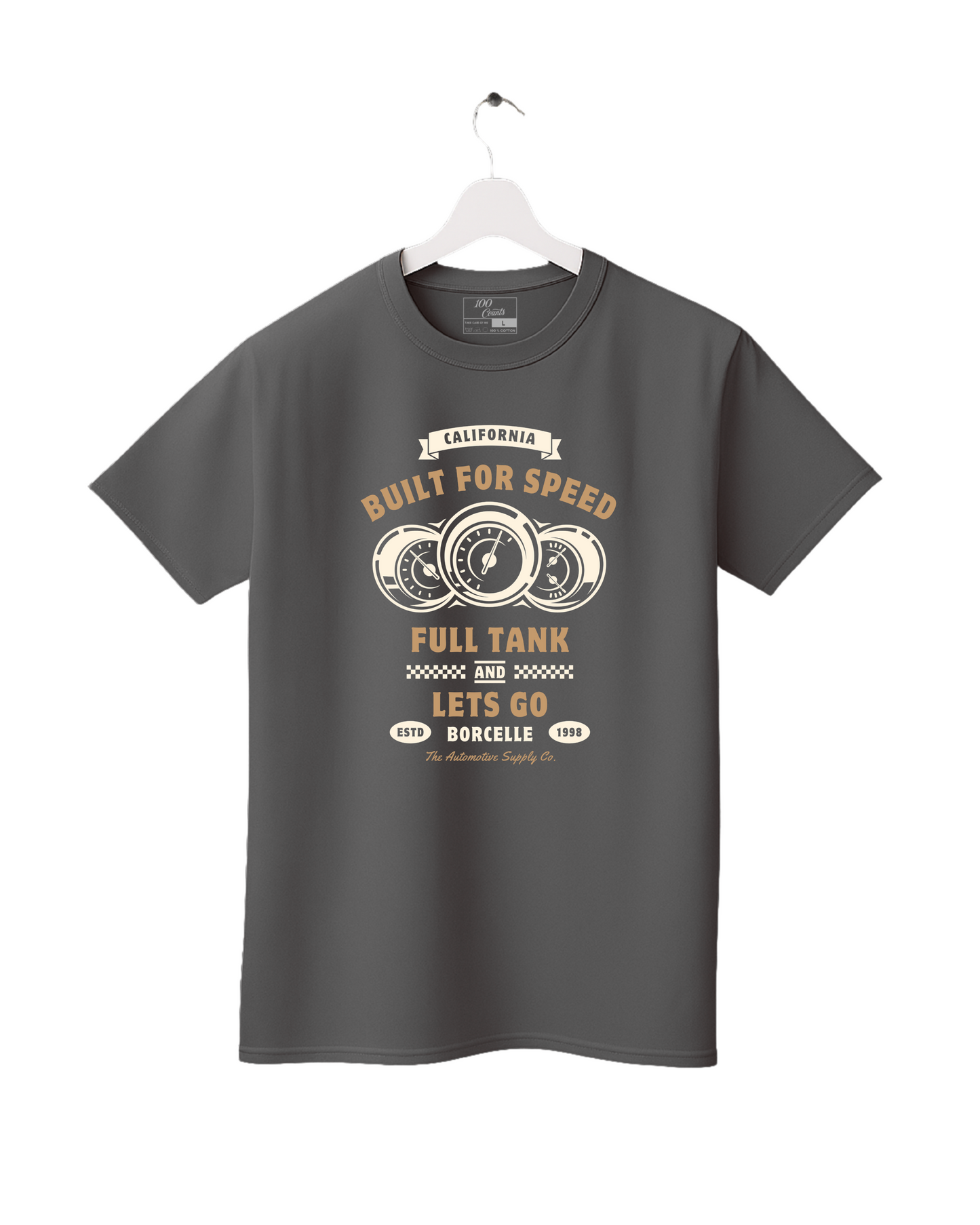 Retro Vintage Car Built for Speed Speedometer Printed T-Shirt
