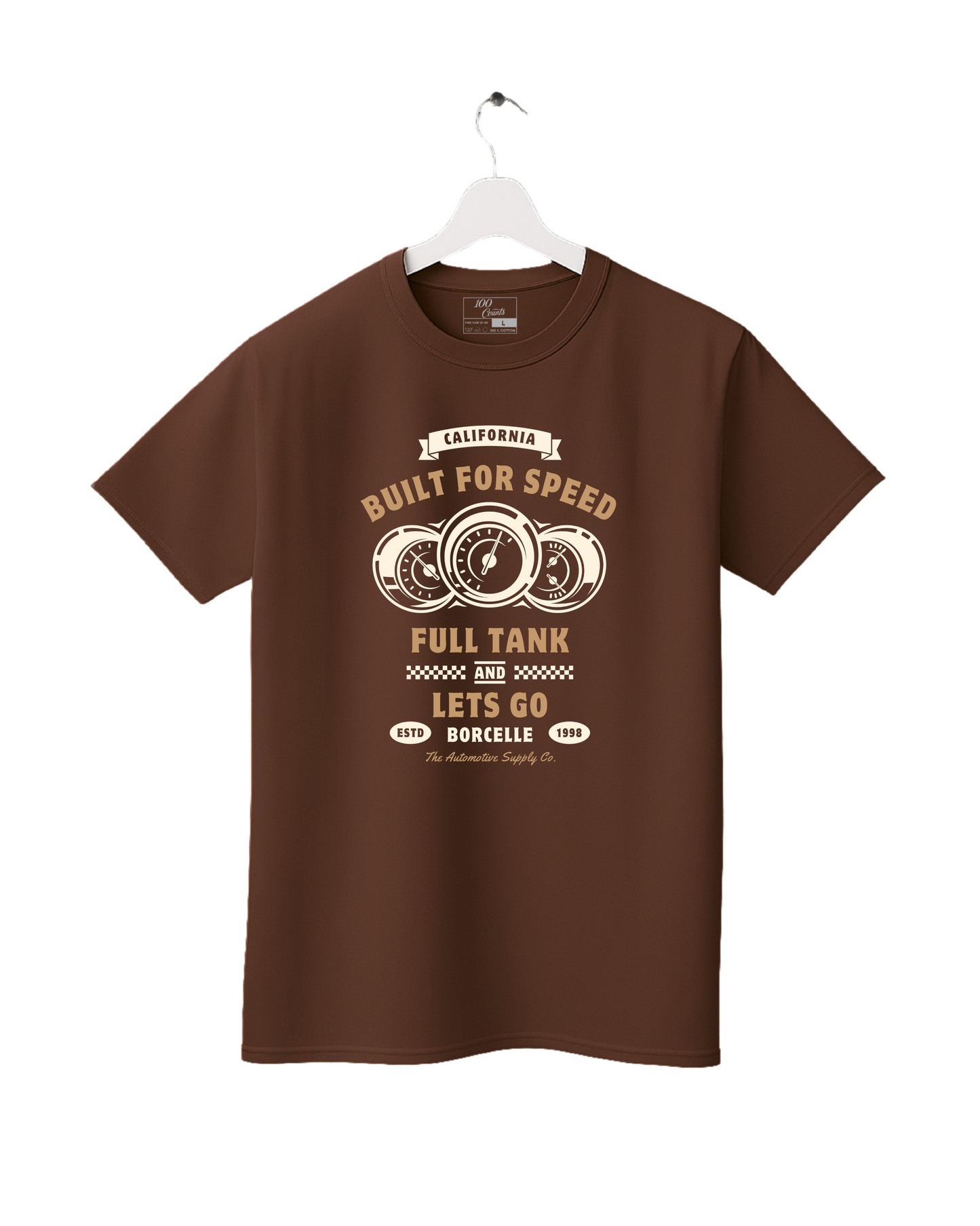 Retro Vintage Car Built for Speed Speedometer Printed T-Shirt