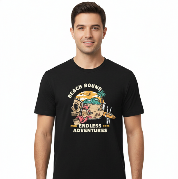 Beach Bound Endless Adventures Printed T-Shirt – Men’s Graphic Tee