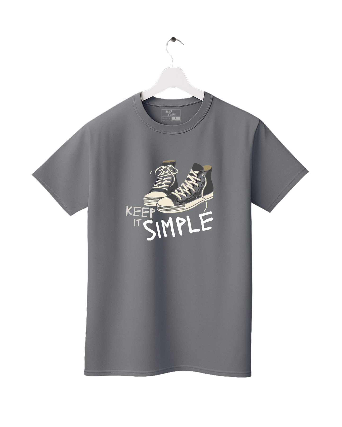 Sneaker High Top Shoes Keep It Simple Quote Graphic Printed T-Shirt