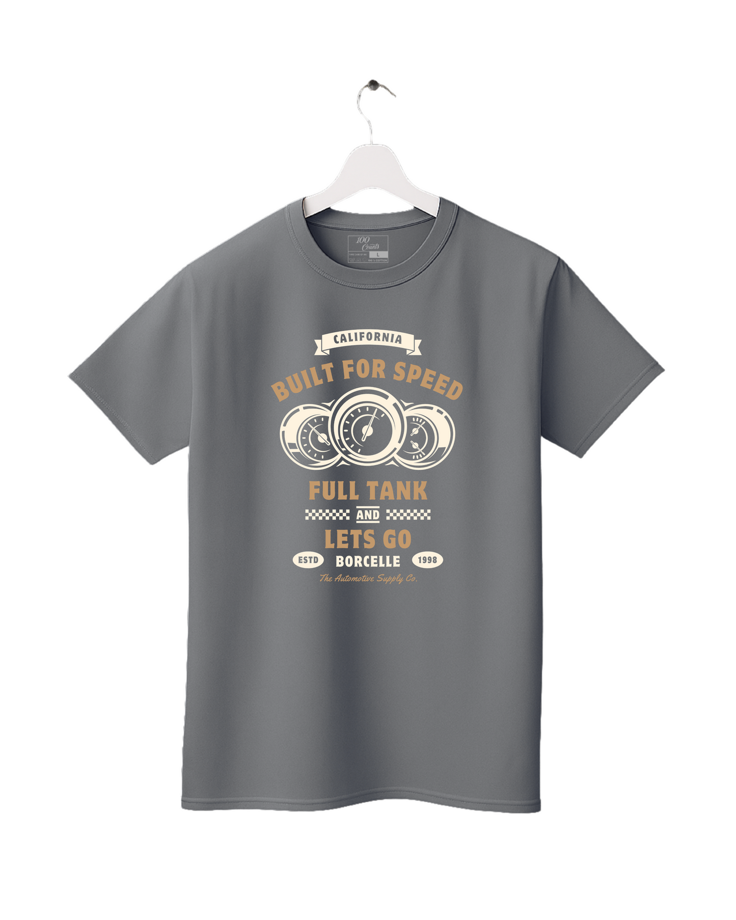 Retro Vintage Car Built for Speed Speedometer Printed T-Shirt