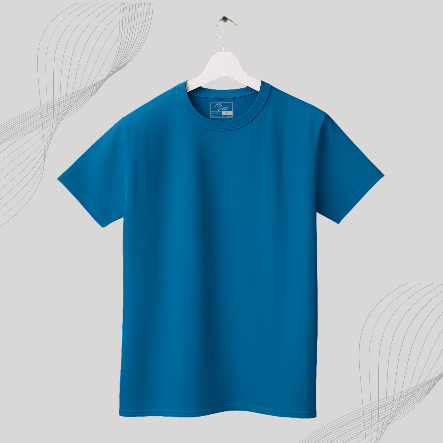 Men's Solid T-shirt-100% Australian Cotton (220 GSM) - Black & Hydro