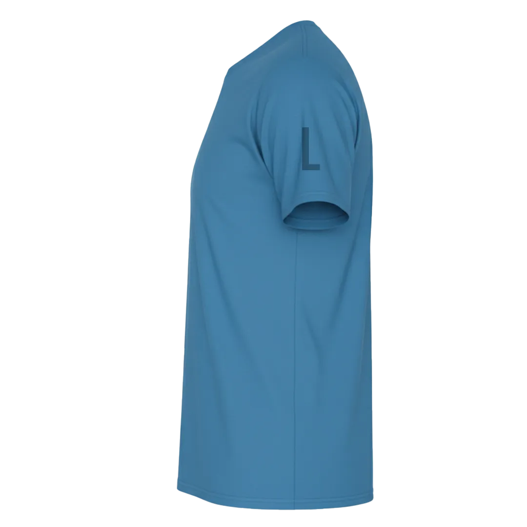Left Sleeve view of a blank Hydro 220GSM half sleeve t-shirt made of 100% Australian Combed Cotton.