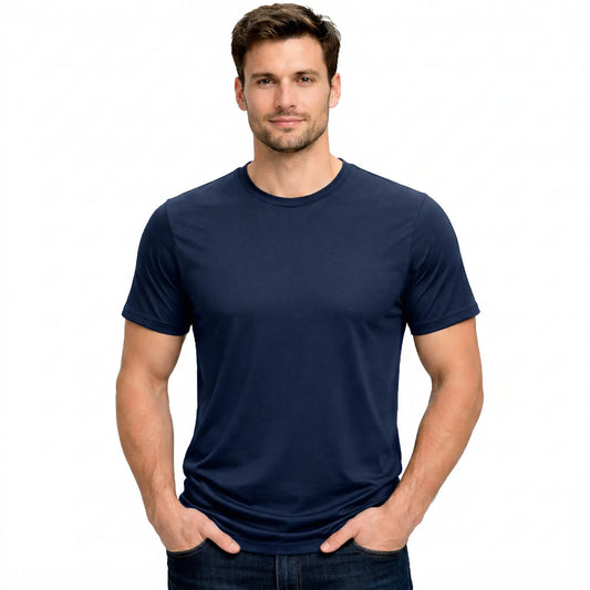Men's Heavyweight Blank T-Shirt in Indigo - Front View