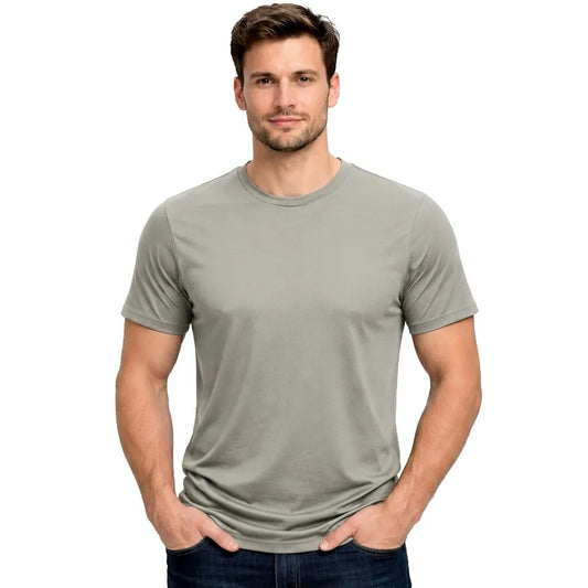 Men's Heavyweight Blank T-Shirt in Light Grey - Front View