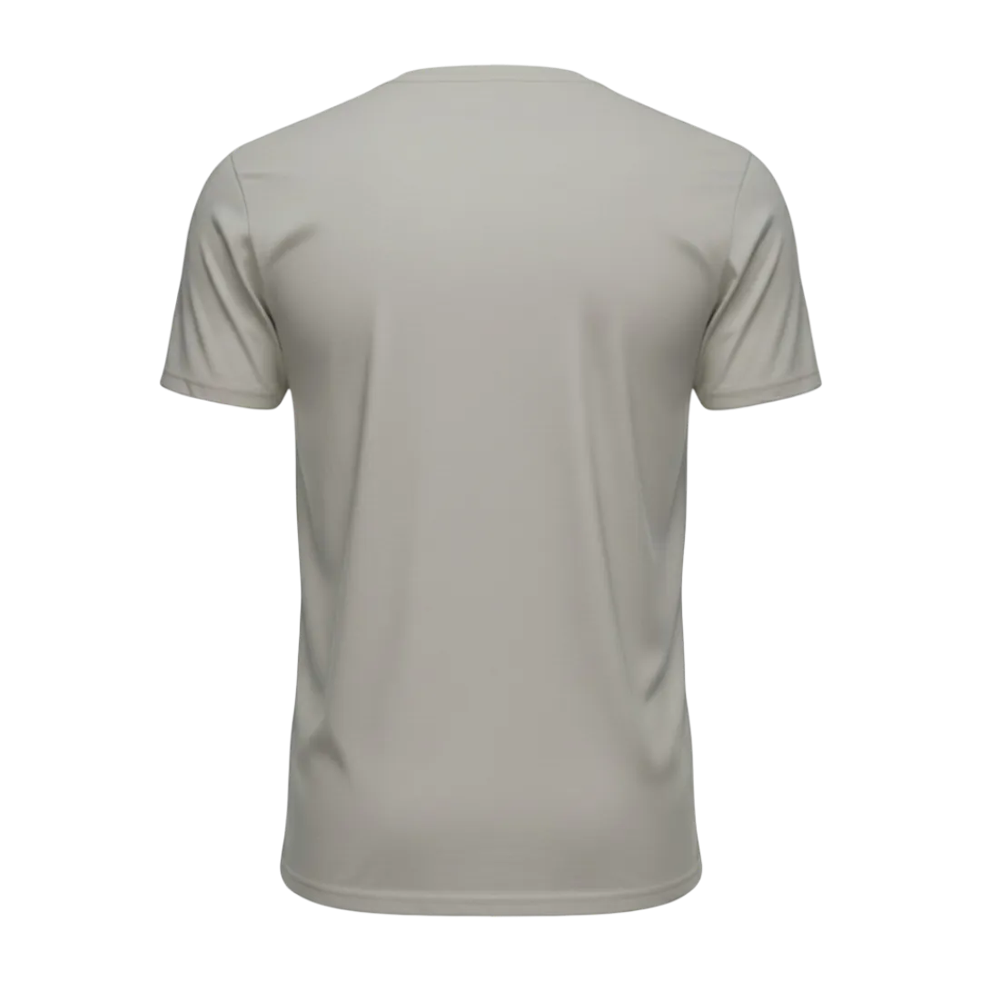 Back view of a blank Light Grey 220GSM half sleeve t-shirt made of 100% Australian Combed Cotton.