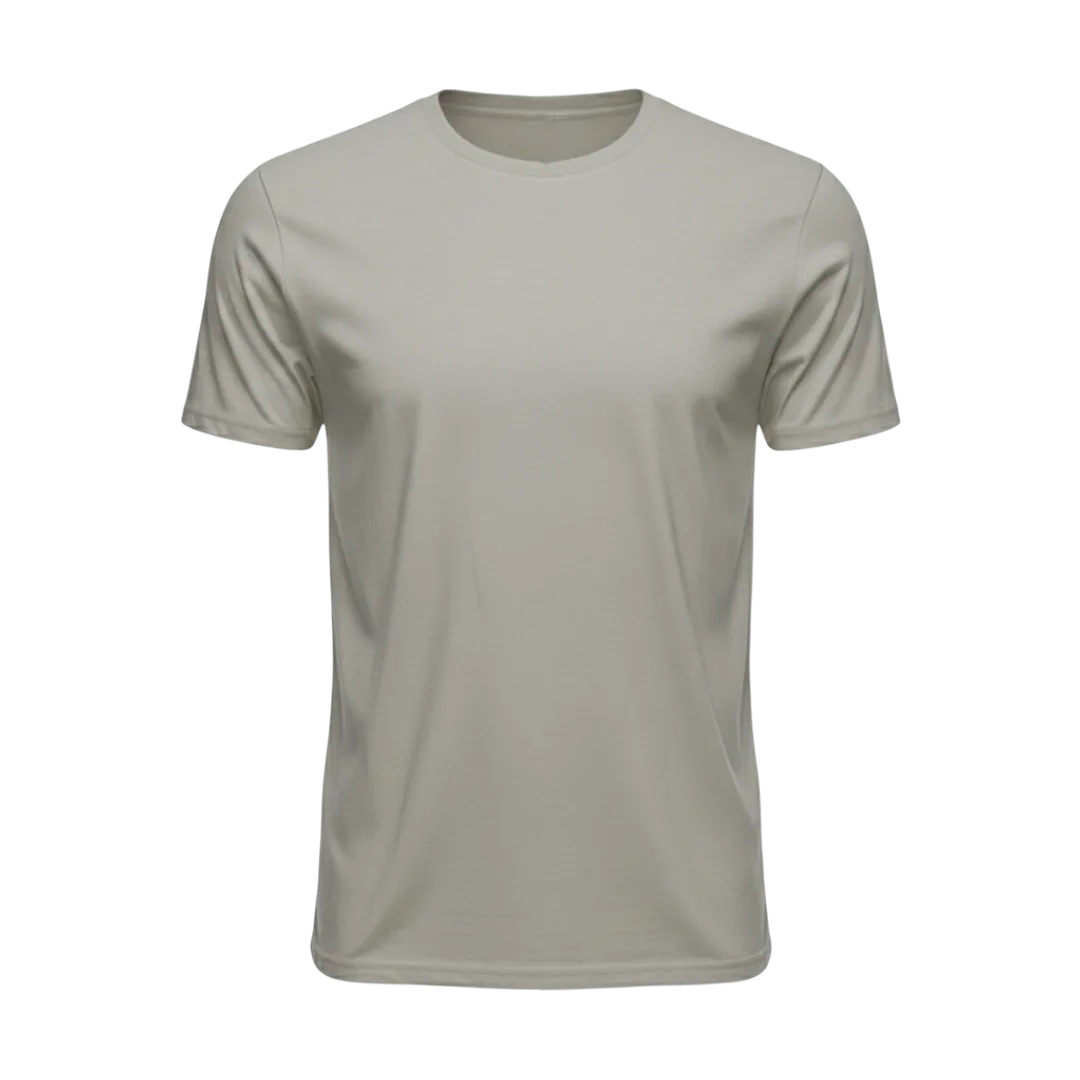 Front view of a blank Light Grey 220GSM half sleeve t-shirt made of 100% Australian Combed Cotton.