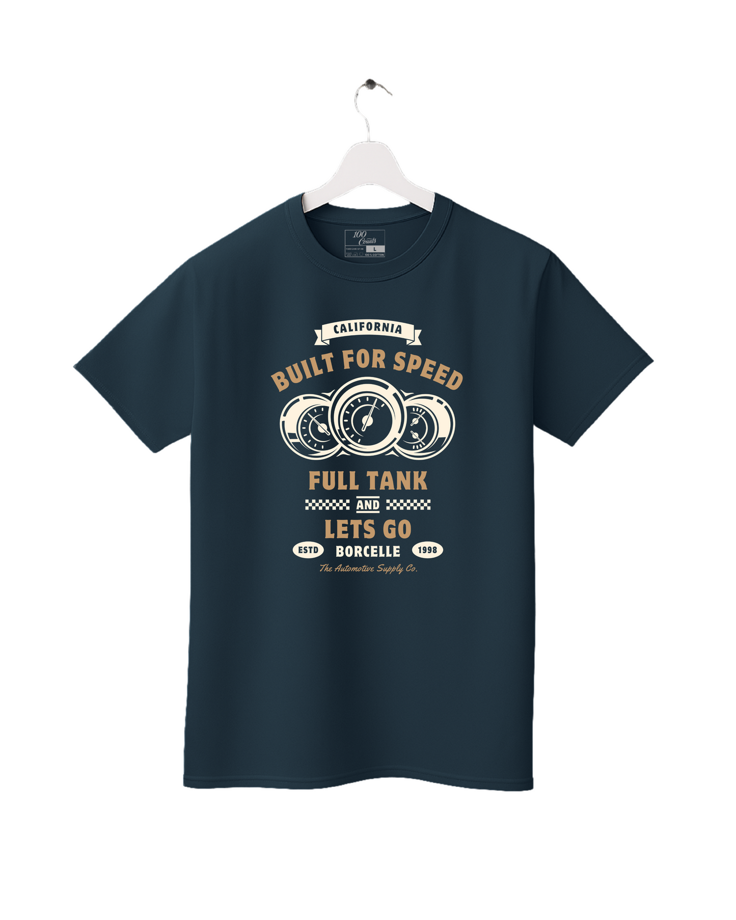 Retro Vintage Car Built for Speed Speedometer Printed T-Shirt