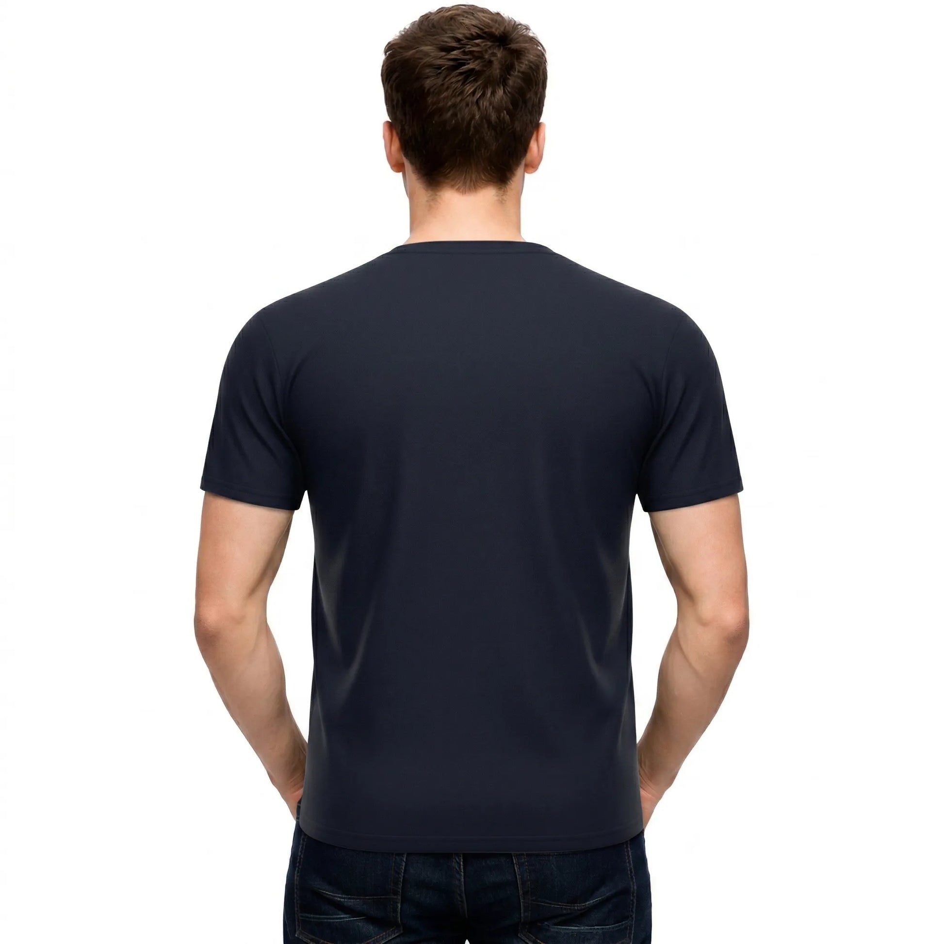Men's Heavyweight Blank T-Shirt in Navy - Back View