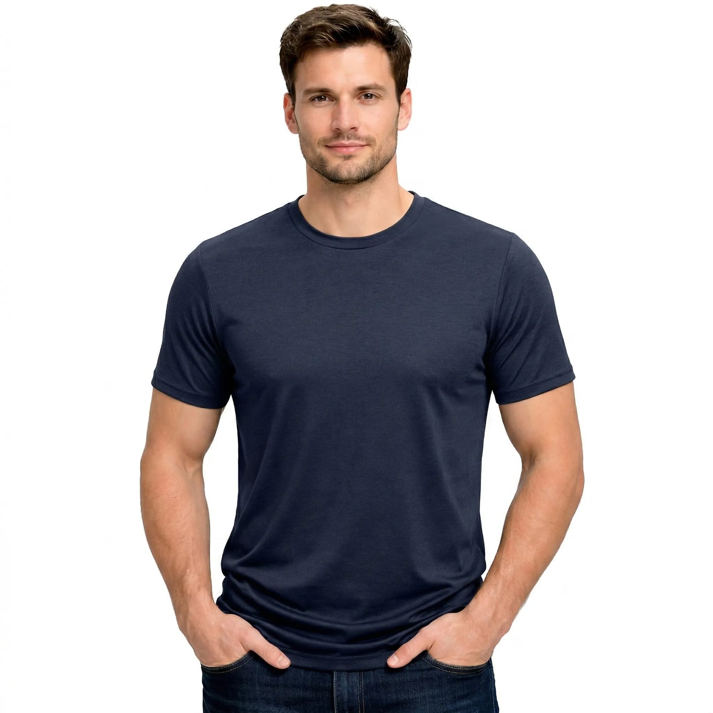 Men's Heavyweight Blank T-Shirt in Navy - Front View