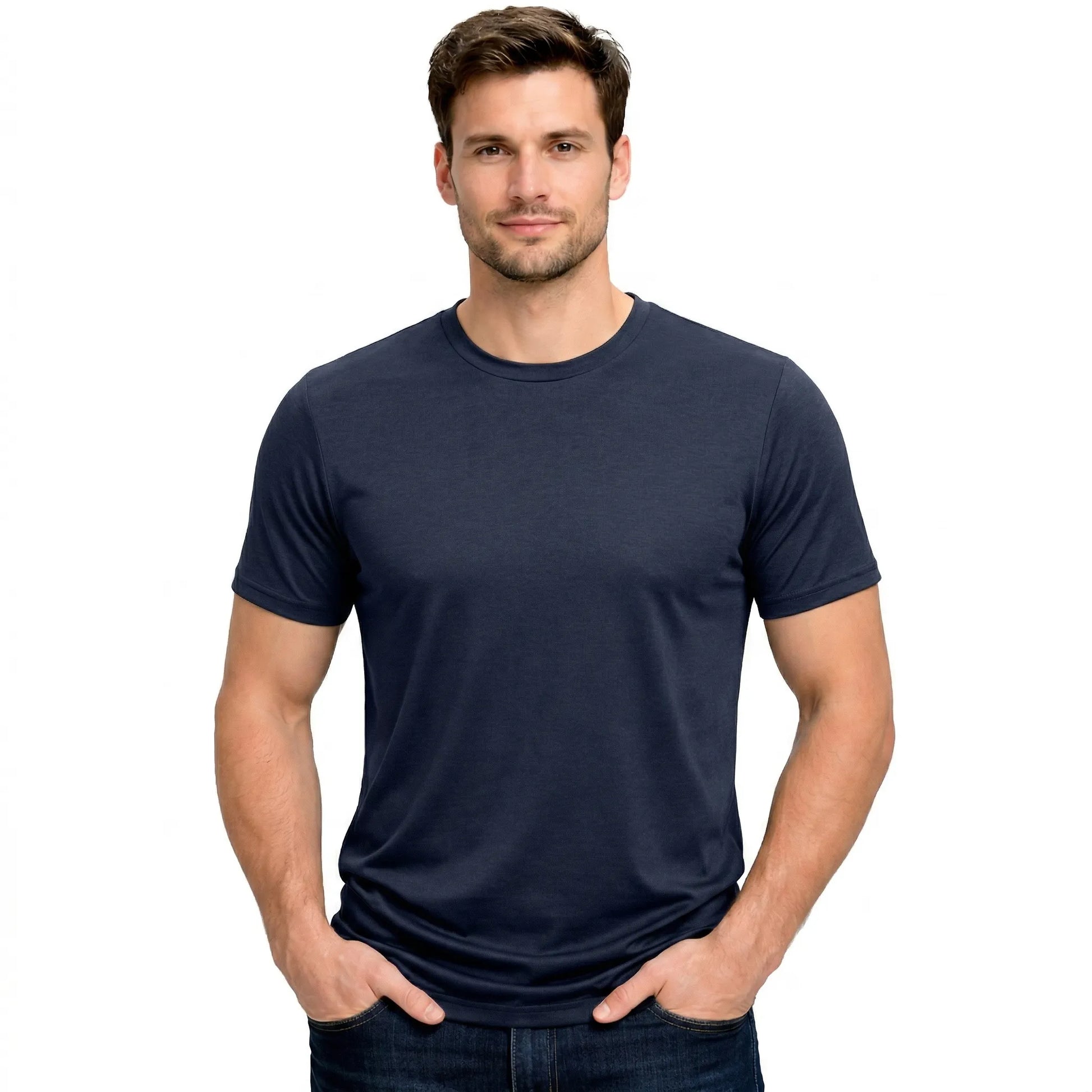Men's Heavyweight Blank T-Shirt in Navy - Front View