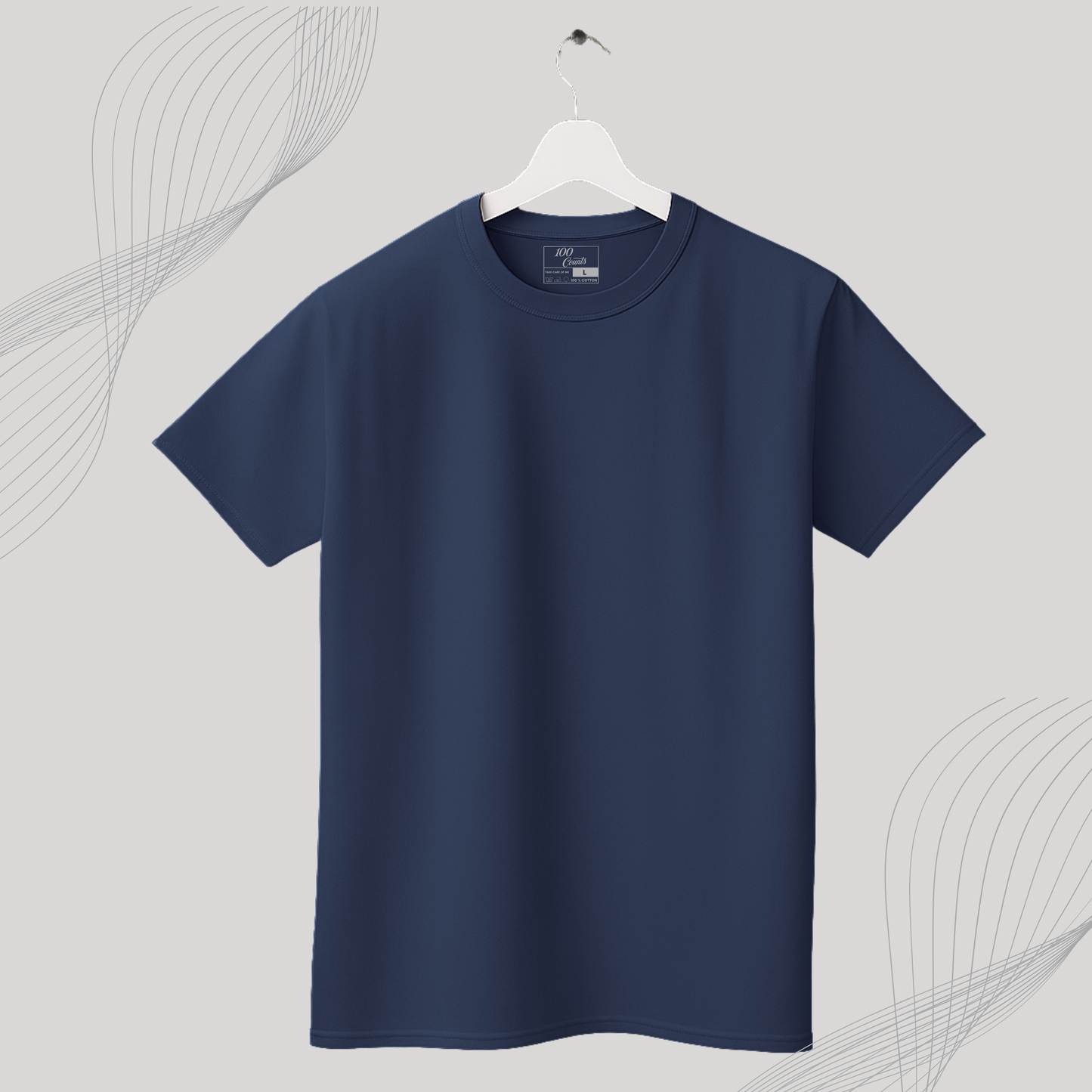 Men's Solid T-shirt-100% Australian Cotton (220 GSM) - Grey & Nevy