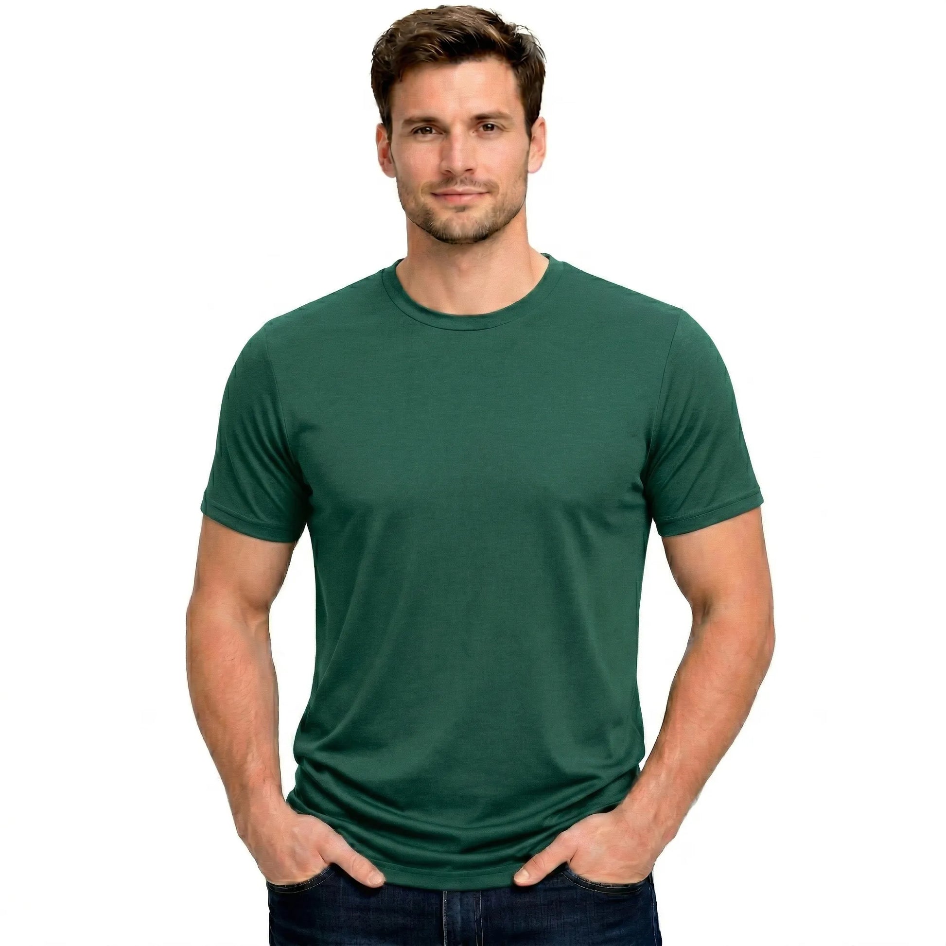 Men's Heavyweight Blank T-Shirt in Pine Green - Front View