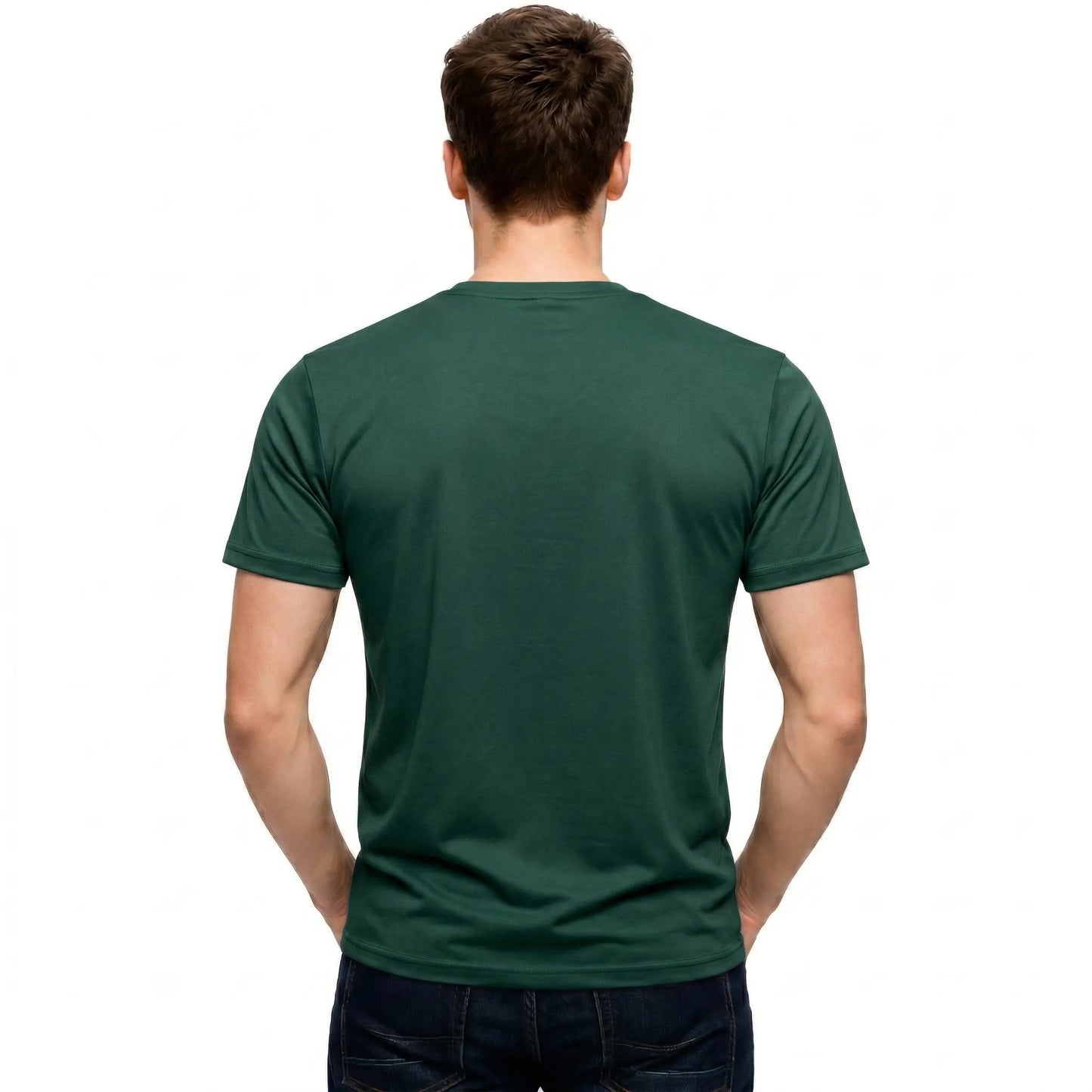 Men's Heavyweight Blank T-Shirt in Pine Green - Back View