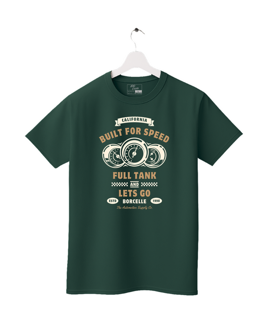 Retro Vintage Car Built for Speed Speedometer Printed T-Shirt