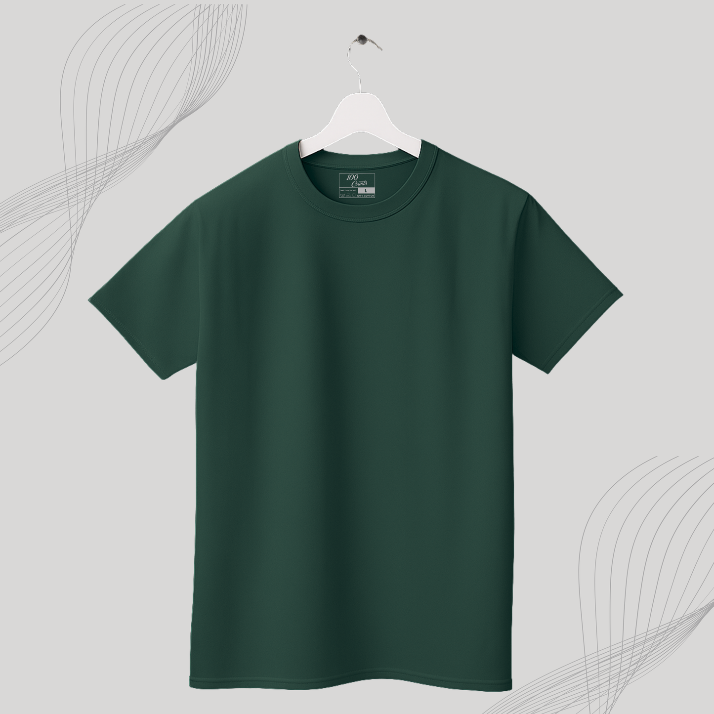 Men's Solid T-shirt-100% Australian Cotton (220 GSM) - Black & Pine Green