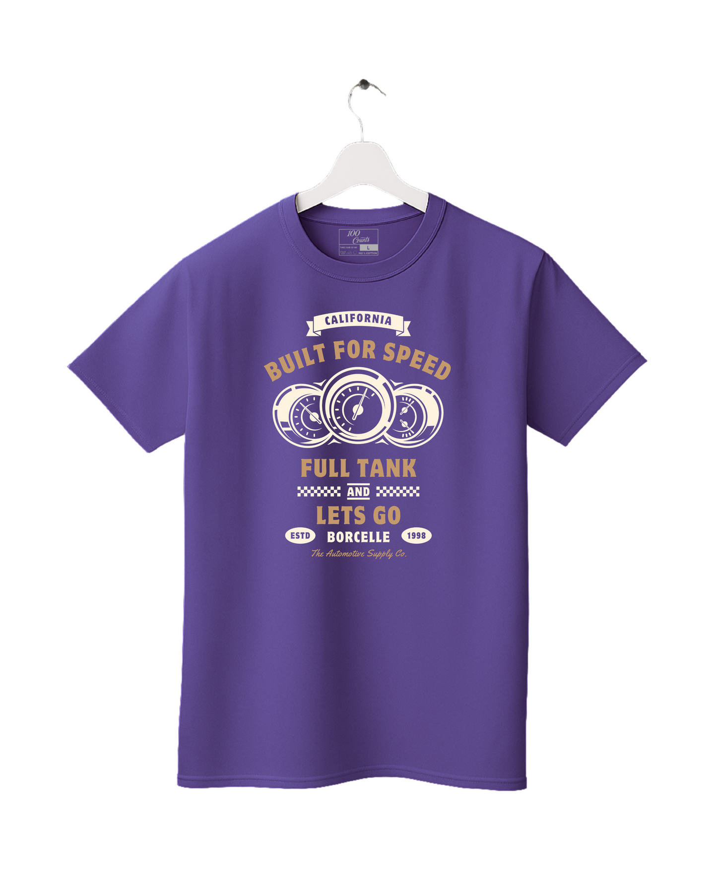 Retro Vintage Car Built for Speed Speedometer Printed T-Shirt