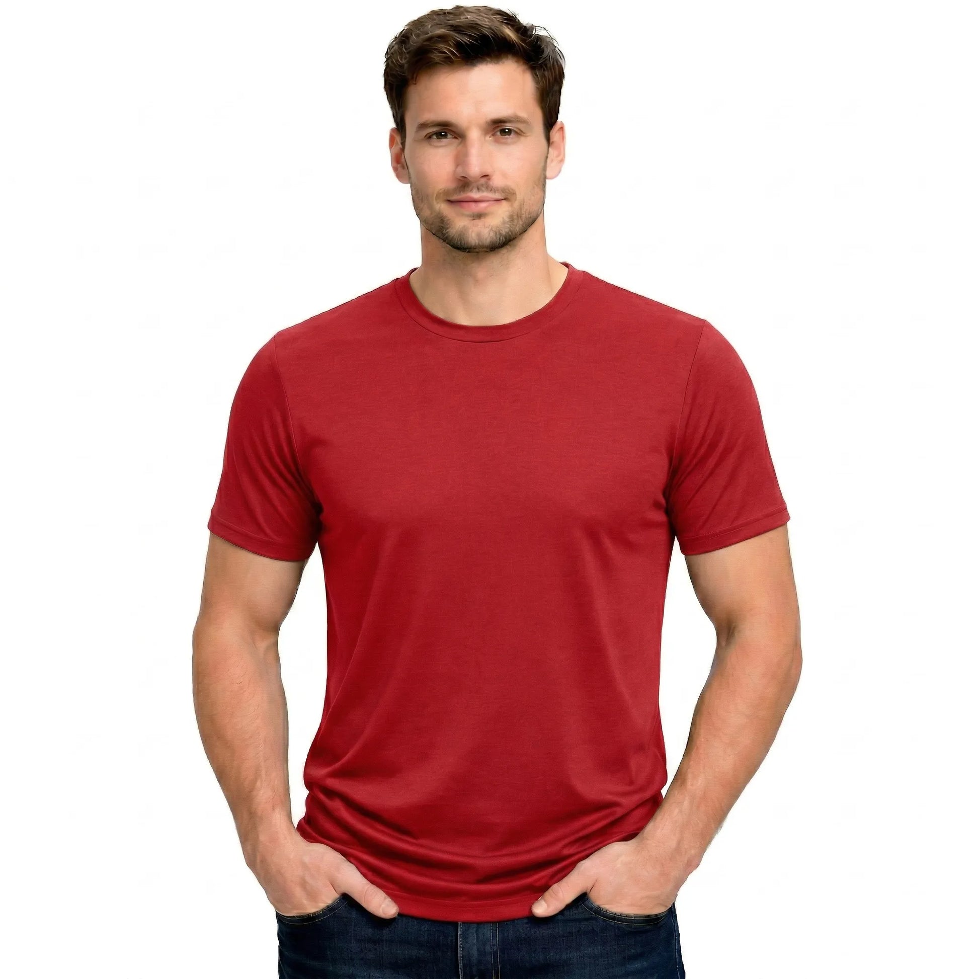 Men's Heavyweight Blank T-Shirt in Red - Front View