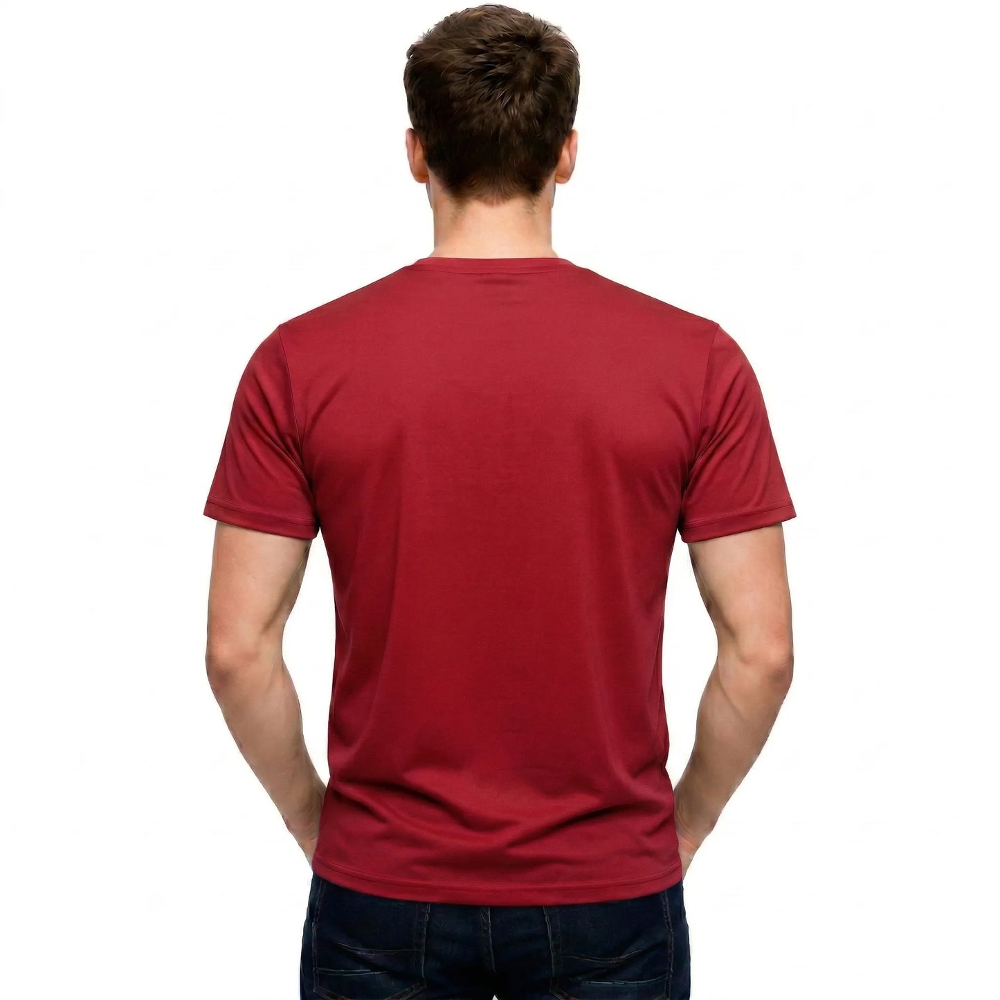 Men's Heavyweight Blank T-Shirt in Red - Back View