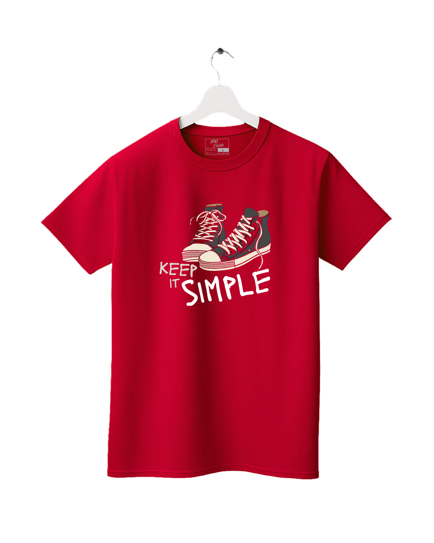 Sneaker High Top Shoes Keep It Simple Quote Graphic Printed T-Shirt