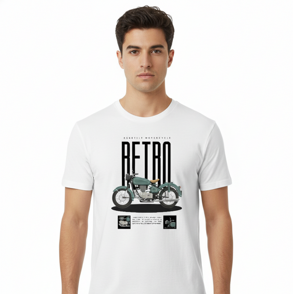 Retro Motorcycle Printed T-Shirt – Men’s Vintage Graphic Tee