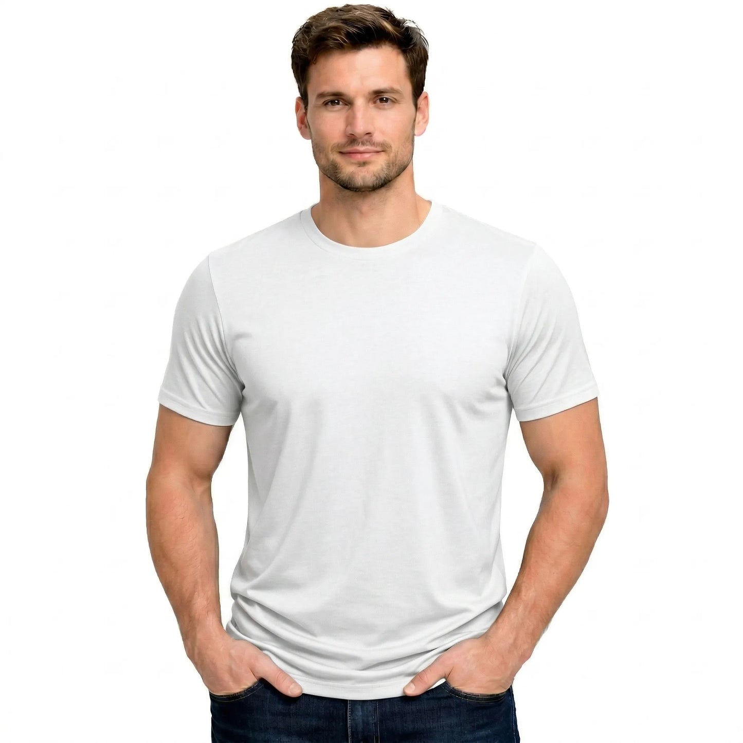 Men's Heavyweight Blank T-Shirt in White - Front View