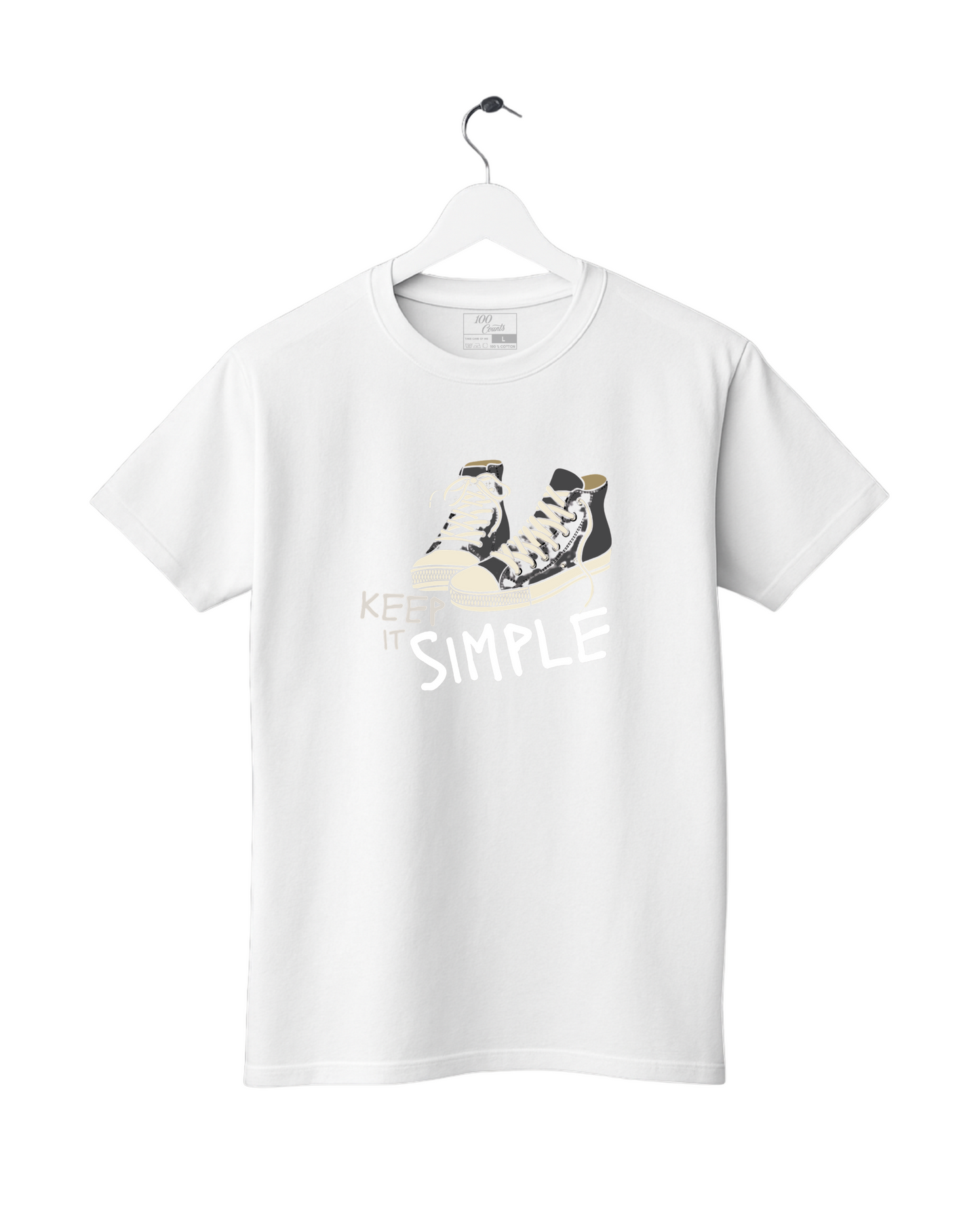 Sneaker High Top Shoes Keep It Simple Quote Graphic Printed T-Shirt